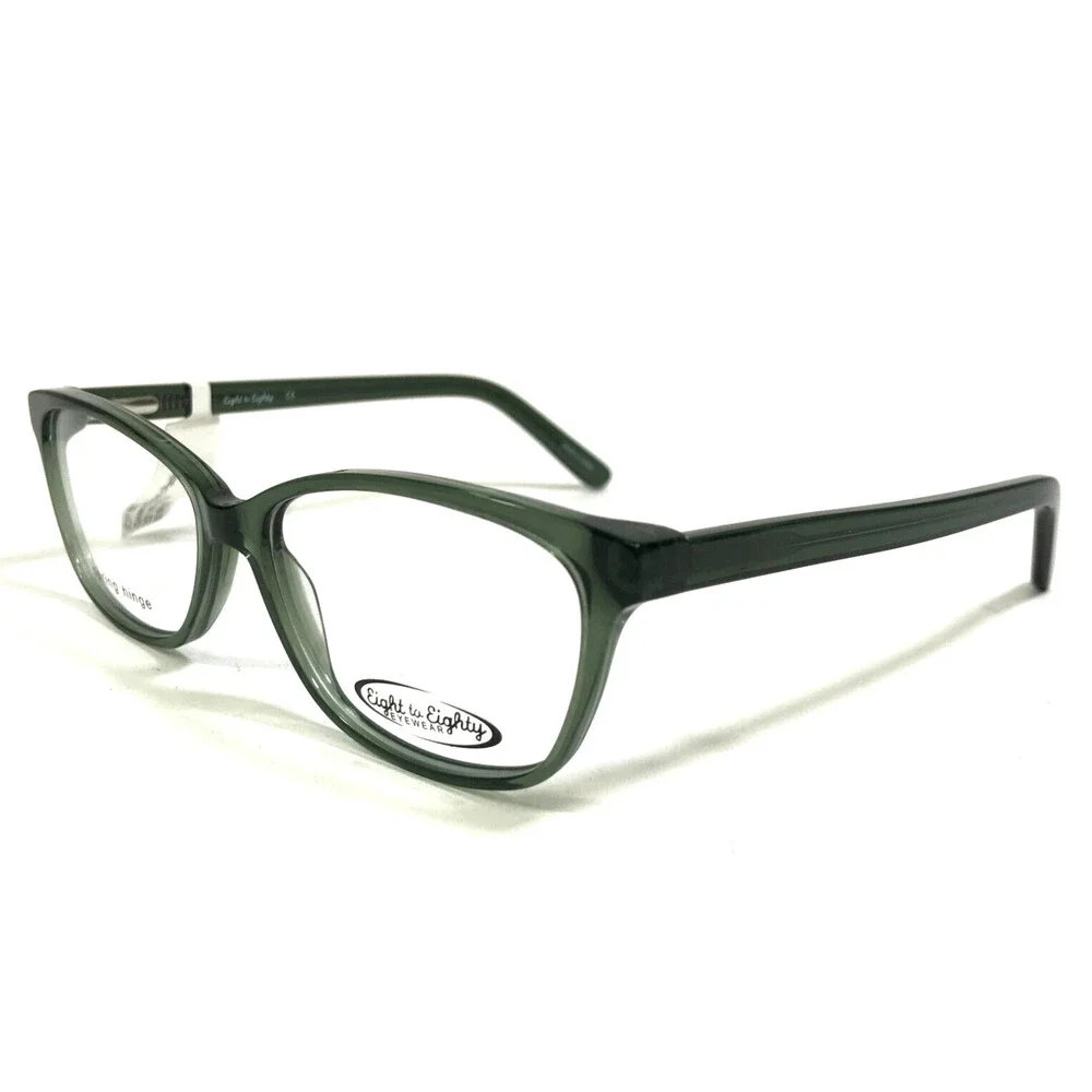 Eight to Eighty Eyeglasses Frames JOY Green Clear Cat Eye Full Rim 52-16-140